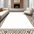 Rich Brown Ornate Scroll Border Rug