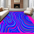 Vibrant Blue Pink Swirl Abstract Rug