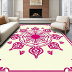 Crimson Floral Mandala Border Rug