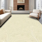 Cream Swirl Branch Leaf Rug