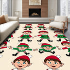 Festive Christmas Elf Repeating Pattern Rug