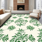 Emerald Green Blooming Floral Arrangement Rug