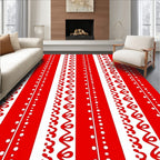 Red White Stripe Curlicue Dot Rug