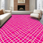 Bright Pink Grid Intertwined Lines Rug