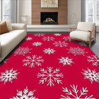 Crimson Red White Snowflake Collection Rug