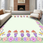 Whimsical Elves Spring Floral Border Rug