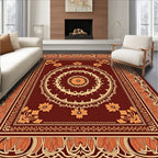 Warm Amber Floral Medallion Border Rug