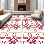 Crimson Quatrefoil Art Nouveau Overlay Rug