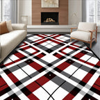 Classic Tartan Red White Grid Rug