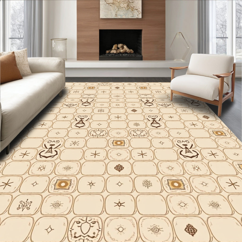 Ancient Runes and Symbols Grid Rug