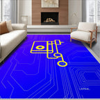 Electric Blue Circuit Board Graphic Rug