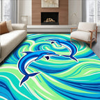 Blue Dolphins Ocean Swirl Rug