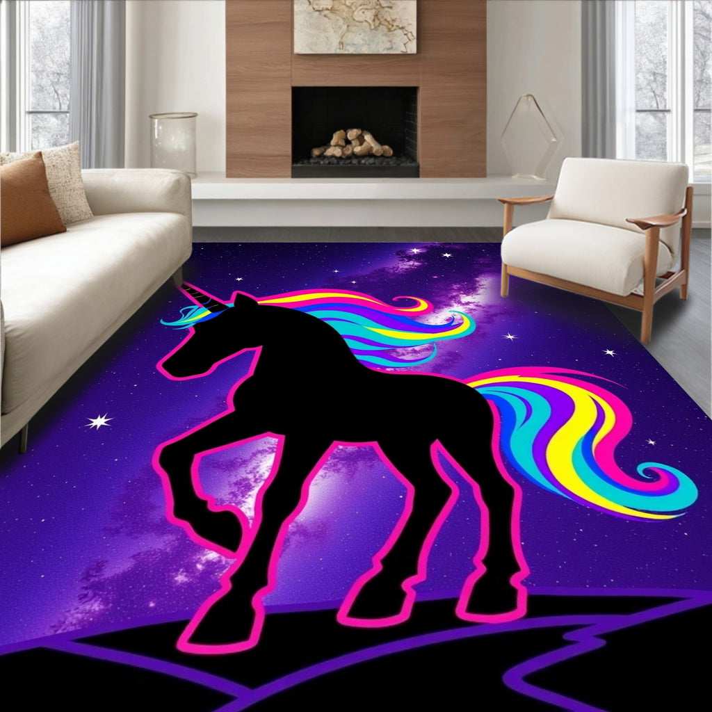 Cosmic Unicorn Neon Galaxy Rug