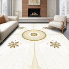 Golden Sunburst Snowflake Medallion Rug