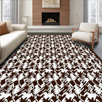 Brown and White Jagged Houndstooth Texture Rug
