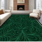 Emerald Green Swirling Floral Outline Rug