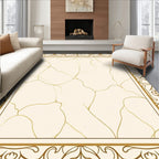 Golden Cream Marble Flourish Frame Rug