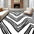 Chic Black White Zigzag Stripe Rug