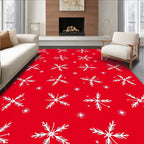Crimson White Snowflake Cluster Accents Rug