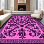Regal Pink Floral Scrollwork Rug