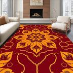 Crimson Golden Floral Medallion Rug