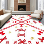 Red Bow Snowflake Geometric Arrangement Rug