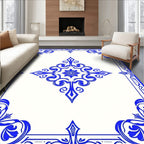 Royal Blue Ornate Corner Medallion Rug