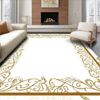 Golden Swirling Vine Art Nouveau Border Rug