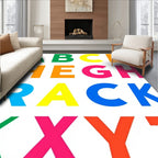 Alphabet letters vibrant color arrangement Rug