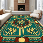Teal Yellow Sunburst Medallion Rug