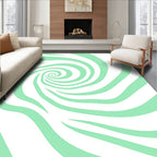 Mint Green Swirl Optical Illusion Rug