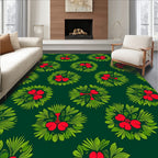 Emerald Green Red Floral Medallion Rug