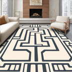 Dark Gray Linear Maze Rug