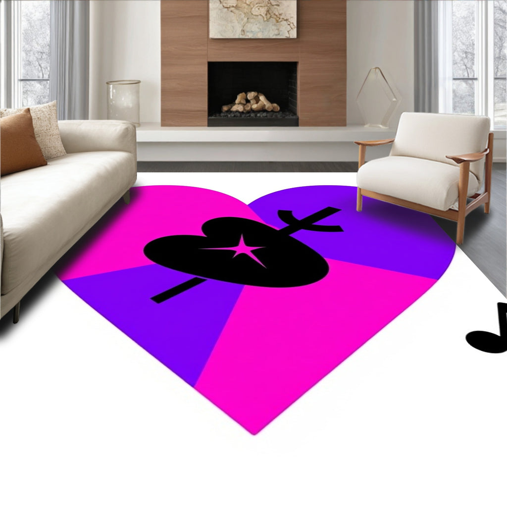 Vibrant Pink Purple Heart Melody Rug