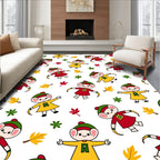Cute Autumn Mice Falling Leaves Rug