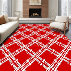 Bold Red White Lattice Rug