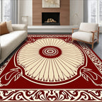 Deep Red Vintage Floral Medallion Rug