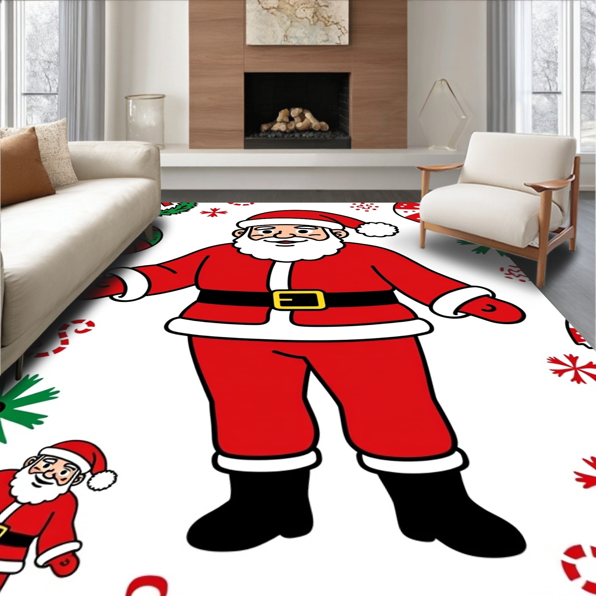 Cheery Santa Claus Christmas Holiday Rug