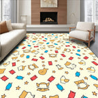 Whimsical Tan Orange Cat Characters Rug