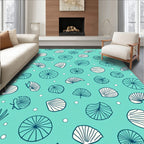 Coastal Teal Shell Scatter Rug