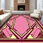 Art Deco Pink Geometric Tableau Rug