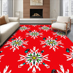 Vibrant Red Sunburst Laurel Swirl Rug