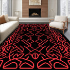 Geometric Red Maze Abstract Rug