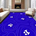 Deep Blue Paw Print Contour Rug