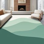 Layered Green Abstract Waves Rug