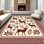 Deep Red Forest Stag Collection Rug