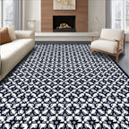 Dark Navy Starburst Lattice Rug