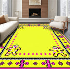 Yellow Gingerbread Men Border Rug