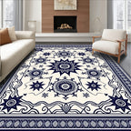 Grand Navy Starburst Medallion Ivory Rug