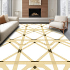 Tan Geometric Cane Webbing Rug